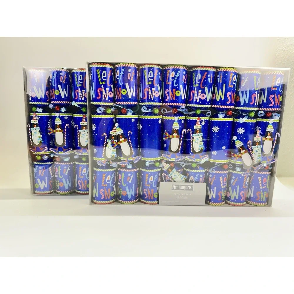 Pier 1 Let It Snow Party Crackers 16 Pc 2 Boxes Penguin Christmas Holiday NOS